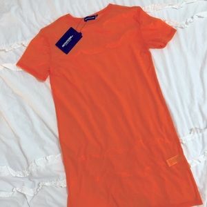 *Orange Mesh T-shirt Dress*